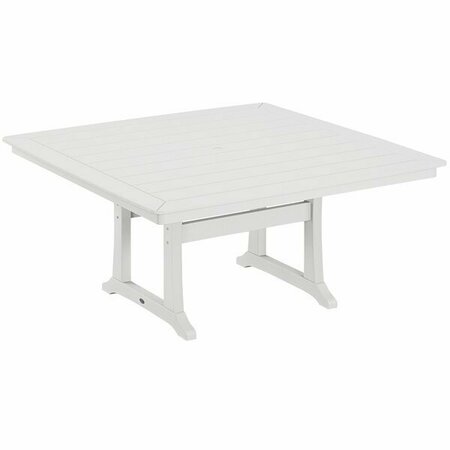 POLYWOOD Nautical Trestle 59'' White Dining Height Table 633PL85T2L1W